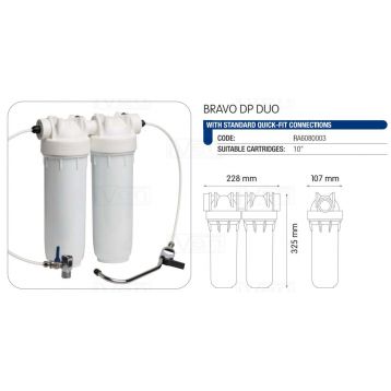 Комплект Atlas Filtri (под мойку) BRAVO DP DUO BW 10" (водоразборных кранов + кран подключения) KIT (RA6080003)