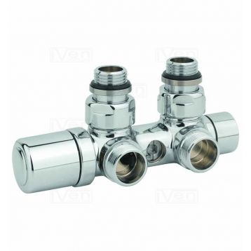 Узел термостатический Carlo Poletti TWIN THERMO Хром угол. ПРАВЫЙ d1 / 2 "С x 3/4" EK 50 мм (V42110BDX)