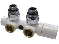 Вузол термостатичний Carlo Poletti TWIN THERMO БІЛИЙ кут. ЛІВИЙ d1/2" З x 3/4" EK 50 мм (V42110ESX)