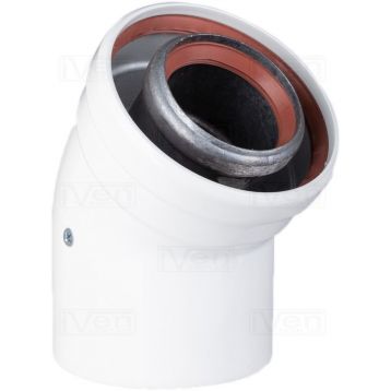 Коліно коаксіальне 45 град. для котла d60/100 AL+AL