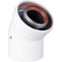 Коаксиальное колено 45 градусов для турбированного газового котла d60/100 AL+AL