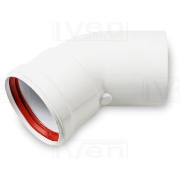 Коліно 45 градусів алюмінієве для турбованого газового котла d60mm AL - 1