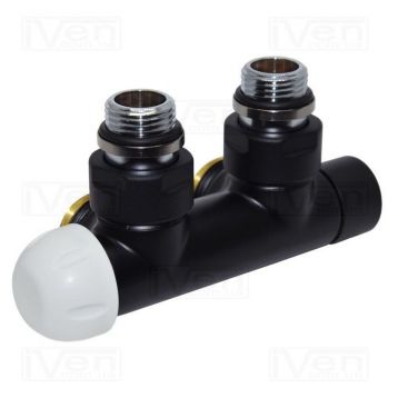 Вузол термостатичний Carlo Poletti TWIN THERMO BLACK MATTE кутовий d1/2" З x 3/4" EK 50 мм ЛІВИЙ (V37110EFS9005OSBSX)