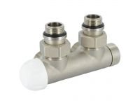 Вузол термостатичний Carlo Poletti TWIN THERMO НІКЕЛЬ кутовий d1/2" З x 3/4" EK 50 мм ЛІВИЙ (V37112QSBSX) - 1
