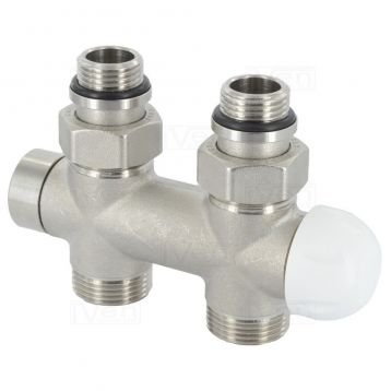 Вузол термостатичний Carlo Poletti TWIN THERMO НІКЕЛЬ прямий d1/2" З x 3/4" EK 50 мм (V37510QSB / V37512QSB) - 1