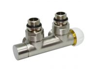 Узел термостатический Carlo Poletti TWIN THERMO BRUSH SILVER угловой d1/2" С x 3/4" EK 50 мм ПРАВЫЙ (V37110JSBDX)