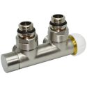 Узел термостатический Carlo Poletti TWIN THERMO BRUSH SILVER угловой d1/2" С x 3/4" EK 50 мм ПРАВЫЙ (V37110JSBDX)
