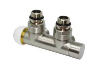 Узел термостатический Carlo Poletti TWIN THERMO BRUSH SILVER угловой d1/2" С x 3/4" EK 50 мм ЛЕВЫЙ (V37110JSBSX)