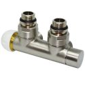 Узел термостатический Carlo Poletti TWIN THERMO BRUSH SILVER угловой d1/2" С x 3/4" EK 50 мм ЛЕВЫЙ (V37110JSBSX)