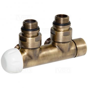 Вузол термостатичний Carlo Poletti TWIN THERMO BRUSH BRONZE кутовий d1/2" З x 3/4" EK 50 мм ЛІВИЙ (V37110MSBSX)