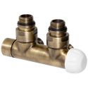 Вузол термостатичний Carlo Poletti TWIN THERMO BRUSH BRONZE кутовий d1/2" З x 3/4" EK 50 мм ПРАВИЙ (V37110MSBDX)
