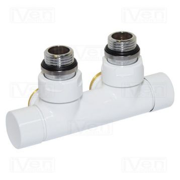 Узел отсекающий (одно / двухтрубный) Carlo Poletti TWIN БЕЛЫЙ угловой d1/2" С x 3/4" EK 50 мм (V48110EFSB)