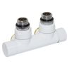 Узел отсекающий (одно / двухтрубный) Carlo Poletti TWIN БЕЛЫЙ угловой d1/2" С x 3/4" EK 50 мм (V48110EFSB)