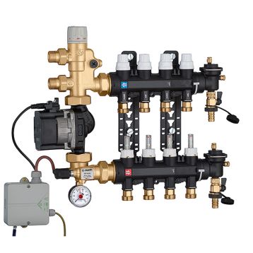 1825D5 Колектор (технопол.) + зміш. група і насос UPS 25-60 Ø3/4" З x 4 x 3/4" З Caleffi S.p.a.