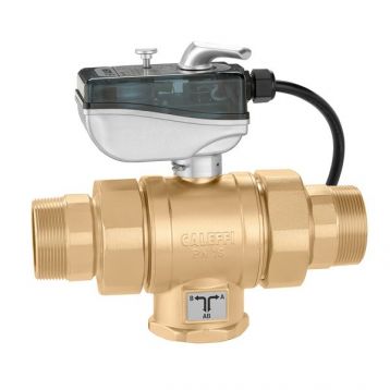CALEFFI Кран шаровой 3-ходовой с сервоприводом d11/4" L-образный 230 V Kv24,7 m³/h (638073)