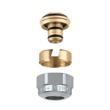 CALEFFI Гайка с ниппелем для медно-пластиковых труб Q-tec® KME хром d3/4" х 16 мм (445516)