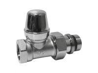 CALEFFI Кран радиаторный ХРОМ ручка отсекающий d1/2" прямой 10 bar. (432422)