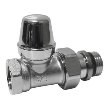 CALEFFI Кран радиаторный ХРОМ ручка отсекающий d1/2" прямой 10 bar. (432422)