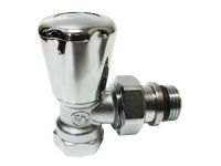 CALEFFI Кран радиаторный ХРОМ ручка d1/2" угловой 10 bar (411422)