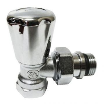 CALEFFI Кран радиаторный ХРОМ ручка d1/2" угловой 10 bar (411422)