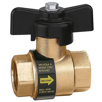 CALEFFI Кран шаровый BALLSTOP с обратным клапаном d1 1/4" 16 bar (323070)