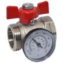 Bianchi Кран коллектора с термометром прямой d1" ВЗ (red/красный) (422D00060F)