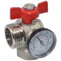 Bianchi Кран коллектора з термометром кутовий d1" ВЗ (red/червоний) (422H00060F)