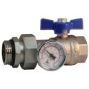 Bianchi Кран-американка 1" с термометром 0÷80 °C (blue/синий) "бабочка" (422MC0060E)
