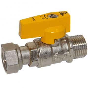 Bianchi Кран газовый прямой d1/2" С х 1/2" В (накидка гайка) (528M04040G)