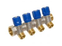 Bianchi Коллектор с вентилями d3/4" х 4 х 1/2" НР хром (blue/синий) I-36 мм (204B05040D)