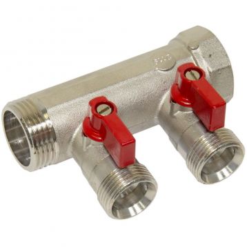 Bianchi Коллектор с шаровыми кранами d1" х 2 х 3/4" УР (red/красный) I-45 мм (202C06050A)