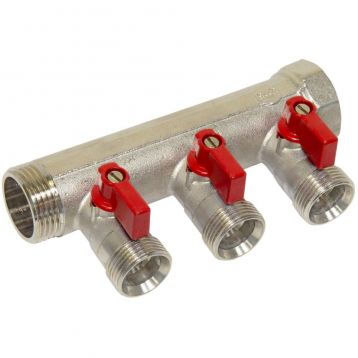 Bianchi Коллектор с шаровыми кранами d1" х 3 х 3/4" УР (red/красный) I-45 мм (203C06050A)
