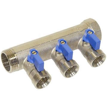 Bianchi Коллектор с шаровыми кранами d1" х 3 х 3/4" УР (blue/синий) I-45 мм (203C06050D)