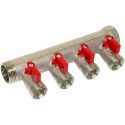 Bianchi Коллектор с шаровыми кранами d1" х 4 х 3/4" УР (red/красный) I-45 мм (204C06050A)