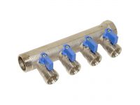 Bianchi Коллектор с шаровыми кранами d1" х 4 х 3/4" НР (blue/синий) I-45 мм (204C06050D)