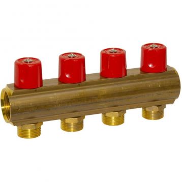 Bianchi Коллектор с вентилями d1" х 4 х 3/4" НР (red/красный) 50 мм (234E06050A)