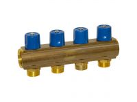 Bianchi Коллектор с вентилями d1" х 4 х 3/4" НР (blue/синий) I50 мм (234E06050D)