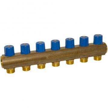 Bianchi Коллектор с вентилями d1" х 7 х 3/4" НР (blue/синий) I-50 мм (237E06050D)
