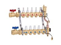 CALEFFI Колектор латунний з мікрометрами Ø1 1/4" В х10 х3/4" З в сборі 5÷60°C 6 bar (6687L5)