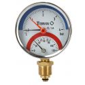 Термоманометр Tervix Pro Line 80/0-6 бар, 0-120С, радиальный, с монтажным клапаном R1/2" (357317)
