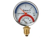 Термоманометр Tervix Pro Line 80/0-4 бар, 0-120С, радіальний, з монтажним клапаном R1/2" (357316)