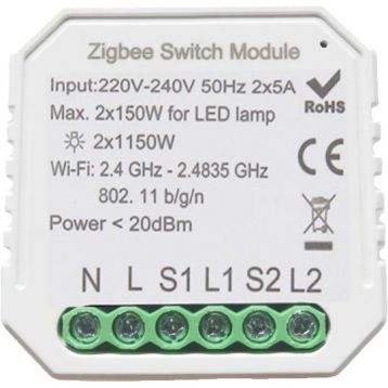 Умный выключатель Tervix Pro Line ZigBee Switch (2 клавиши) (433121)
