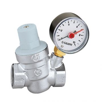 Редуктор давления воды Caleffi с манометром Ø3/4" хром Max. 16 bar 1÷6 bar 40°C (533251)