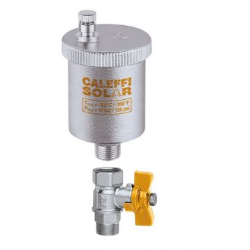 Solar Воздухоотводчик + шаровой кран Caleffi S.p.a. Ø3/8" автомат. хром. вертикальный -30÷180°C (250131) Caleffi - 1