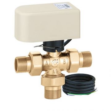 Кран шаровой переключающий 3-ходовой с приводом Caleffi S.p.a. Ø3/4" Kv3.9 м3/час (10 c, 90° поворот) (644356)