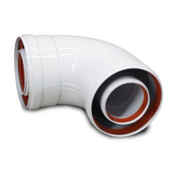 Колено соединительное коаксиальное 90 град. для котла d60/100 AL+FE Мама - Мама (TR.6090M)