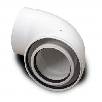 Колено 90 град. конденсационное коаксиальное d80/125 PP-R+Fe