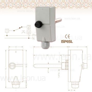 91934025 Термостат занурювальний запобіжний TURI датчик 10 см Cewal S.p.A.