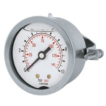 91498020S Манометр з кріпленням гліцериновий Ø63 1/4" 10 бар фронтальний Cewal S.p.A.