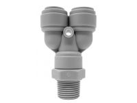 Трійник Y подібний Ø1/4" (трубка) х Ø1/4"ЗР х Ø1/4" (трубка) Polyacetal (HRWT1/4-N02G)